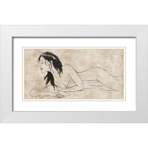 Pensee White Modern Wood Framed Art Print with Double Matting by Roux, Simon