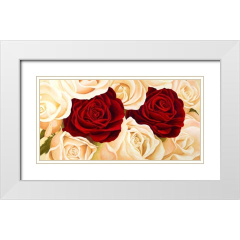 Rose composition White Modern Wood Framed Art Print with Double Matting by Biffi, Serena