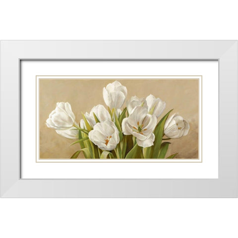 Tulipani bianchi White Modern Wood Framed Art Print with Double Matting by Biffi, Serena
