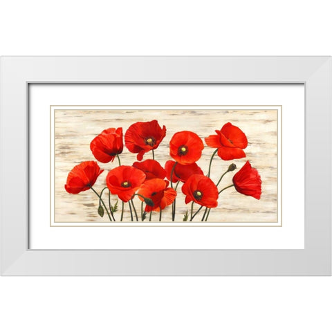 French Poppies White Modern Wood Framed Art Print with Double Matting by Biffi, Serena