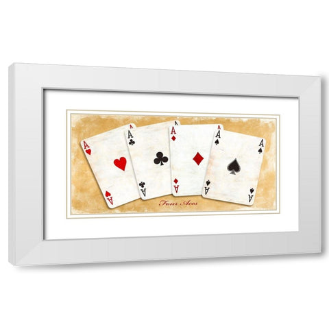 Four Aces (Gold) White Modern Wood Framed Art Print with Double Matting by Sandro, Ferrari