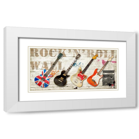 Rock n Roll Wall White Modern Wood Framed Art Print with Double Matting by Hill, Steven