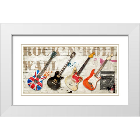 Rock n Roll Wall White Modern Wood Framed Art Print with Double Matting by Hill, Steven