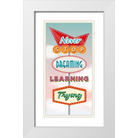 Never stop... White Modern Wood Framed Art Print with Double Matting by Steven, Hill