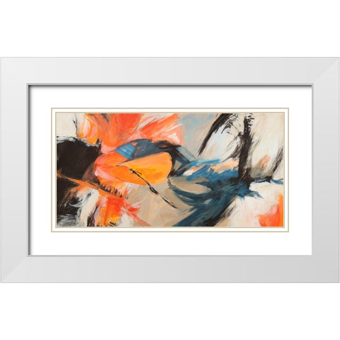 Oranges and Blues White Modern Wood Framed Art Print with Double Matting by Jim, Stone