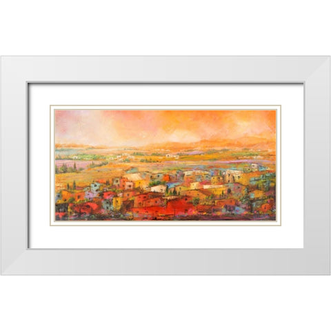 Villaggio delle colline White Modern Wood Framed Art Print with Double Matting by Marzari, Tebo