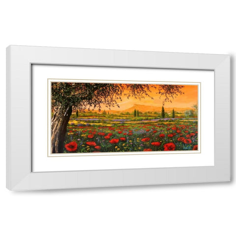 Pianura in fiore White Modern Wood Framed Art Print with Double Matting by Marzari, Tebo
