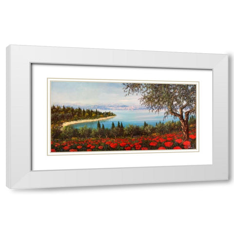 Papaveri sulla baia White Modern Wood Framed Art Print with Double Matting by Marzari, Tebo