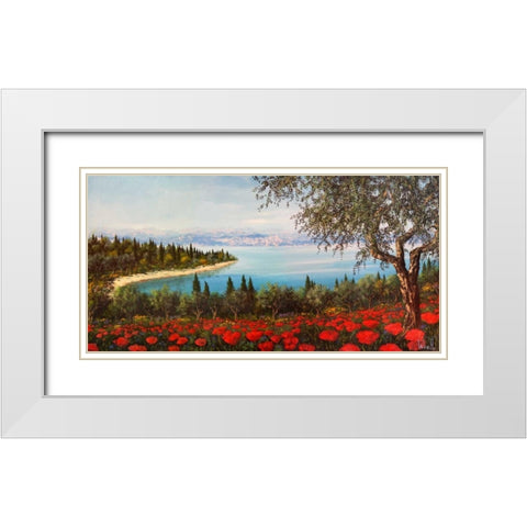 Papaveri sulla baia White Modern Wood Framed Art Print with Double Matting by Marzari, Tebo
