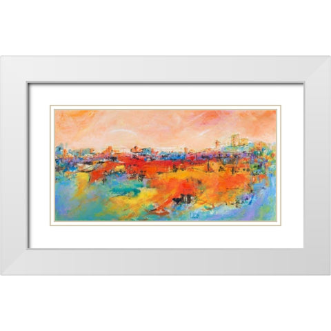 Citta sulla collina White Modern Wood Framed Art Print with Double Matting by Marzari, Tebo