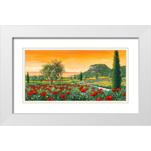 Le colline in fiore White Modern Wood Framed Art Print with Double Matting by Marzari, Tebo