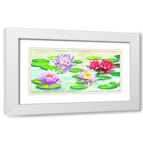 Nympheas White Modern Wood Framed Art Print with Double Matting by Rizzardi, Teo