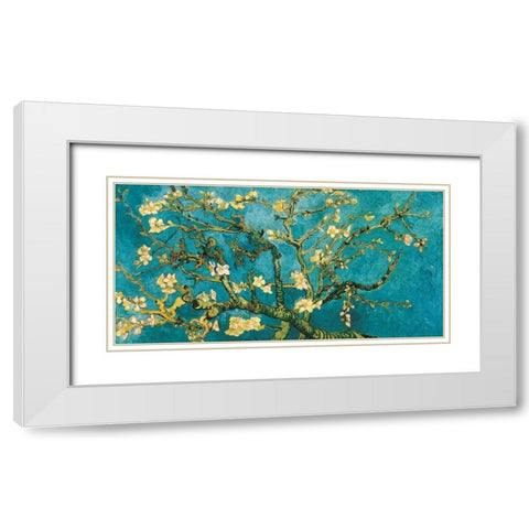 Mandorlo in fiore White Modern Wood Framed Art Print with Double Matting by Van Gogh, Vincent