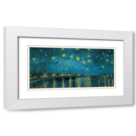 The Starry Night White Modern Wood Framed Art Print with Double Matting by Van Gogh, Vincent