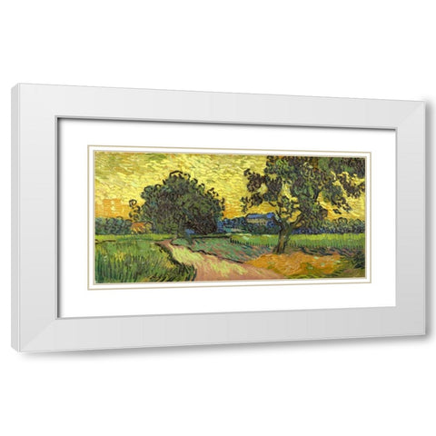 Landscape at twilight White Modern Wood Framed Art Print with Double Matting by Van Gogh, Vincent
