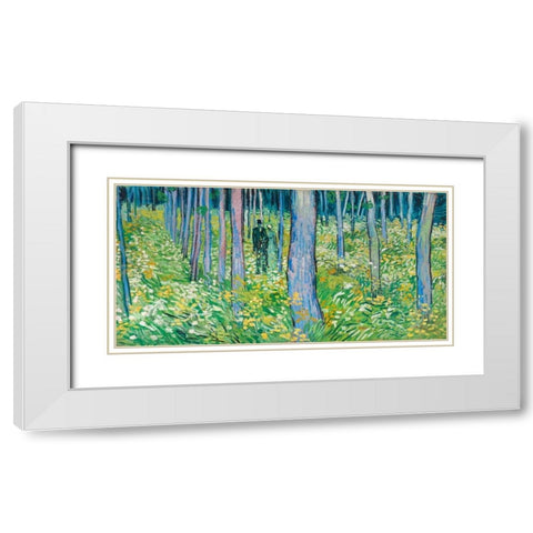 Undergrowth with two figures White Modern Wood Framed Art Print with Double Matting by van Gogh, Vincent