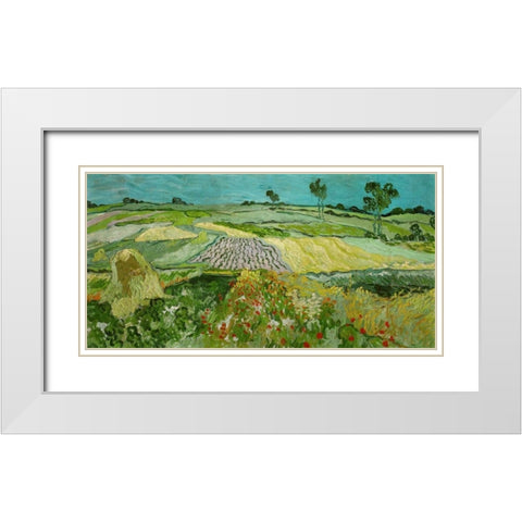 La plaine dAuvers White Modern Wood Framed Art Print with Double Matting by Van gogh, Vincent