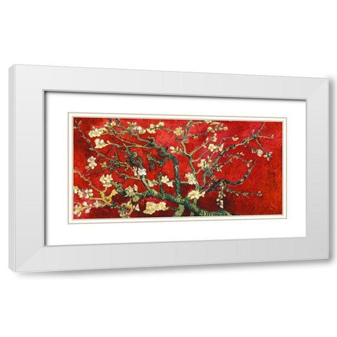 Mandorlo in fiore (red variation, detail) White Modern Wood Framed Art Print with Double Matting by Van Gogh, Vincent