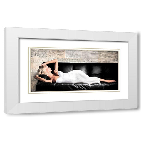 Reclined Beauty I White Modern Wood Framed Art Print with Double Matting by Haal, Van
