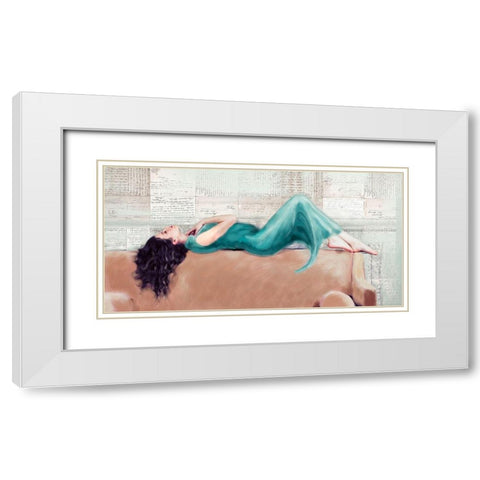 Reclined Beauty II White Modern Wood Framed Art Print with Double Matting by Haal, Van