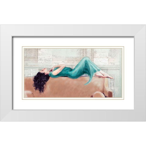 Reclined Beauty II White Modern Wood Framed Art Print with Double Matting by Haal, Van