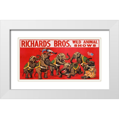 Richards Bros. Wild Animal Shows ca. 1925 White Modern Wood Framed Art Print with Double Matting by Anonymous