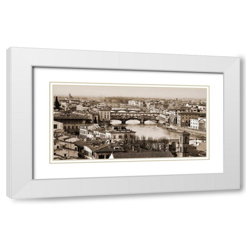 Ponte Vecchio Florence White Modern Wood Framed Art Print with Double Matting by Ratsenskiy, Vadim