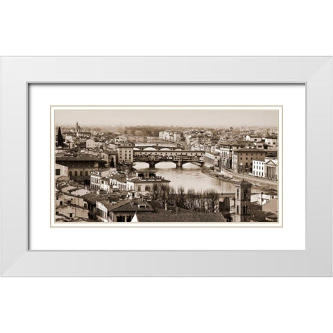 Ponte Vecchio Florence White Modern Wood Framed Art Print with Double Matting by Ratsenskiy, Vadim