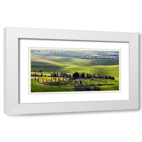 Country houses in Tuscany White Modern Wood Framed Art Print with Double Matting by Ratsenskiy, Vadim