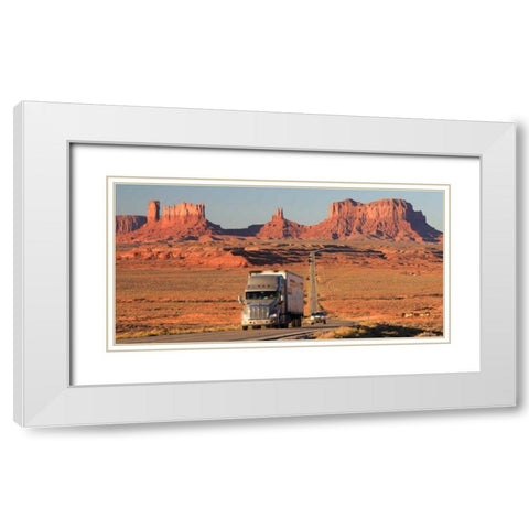 Highway Monument Valley USA White Modern Wood Framed Art Print with Double Matting by Ratsenskiy, Vadim