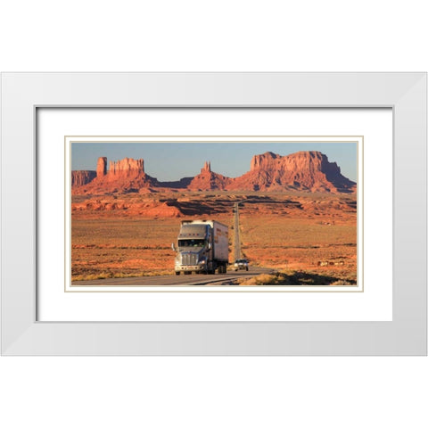 Highway Monument Valley USA White Modern Wood Framed Art Print with Double Matting by Ratsenskiy, Vadim