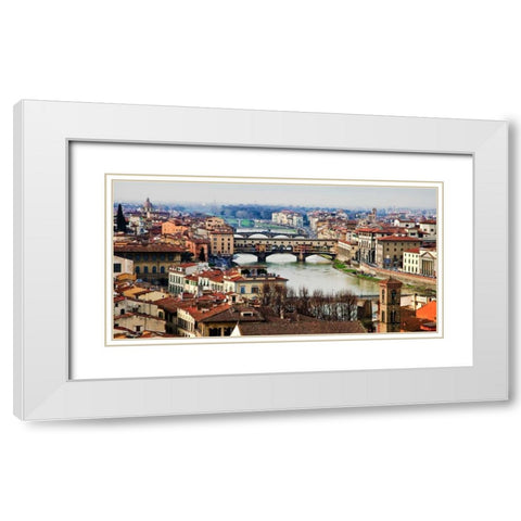 Ponte Vecchio Florence White Modern Wood Framed Art Print with Double Matting by Ratsenskiy, Vadim
