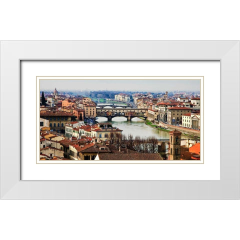Ponte Vecchio Florence White Modern Wood Framed Art Print with Double Matting by Ratsenskiy, Vadim