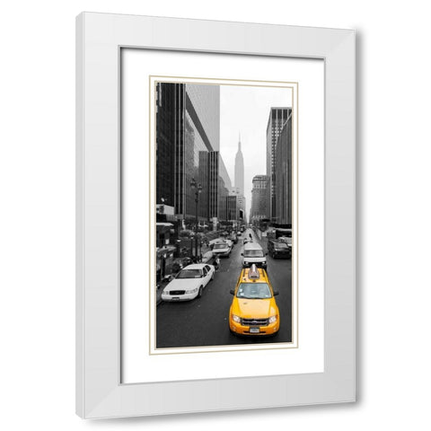 Taxi in Manhattan, NYC White Modern Wood Framed Art Print with Double Matting by Ratsenskiy, Vadim