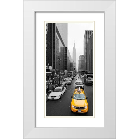 Taxi in Manhattan, NYC White Modern Wood Framed Art Print with Double Matting by Ratsenskiy, Vadim