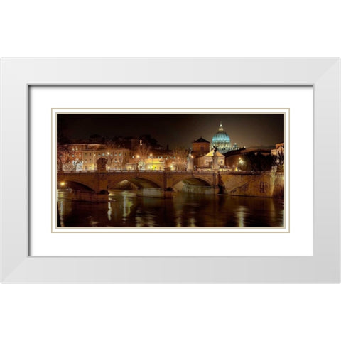 Rome at night White Modern Wood Framed Art Print with Double Matting by Ratsenskiy, Vadim