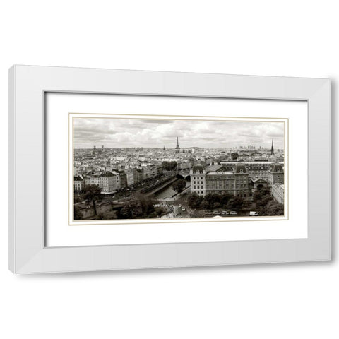 Paris Panorama White Modern Wood Framed Art Print with Double Matting by Ratsenskiy, Vadim