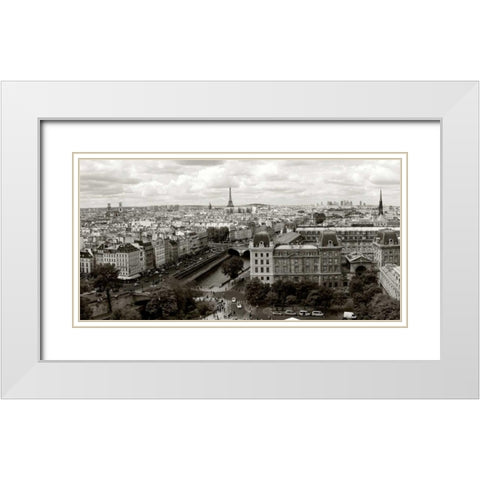 Paris Panorama White Modern Wood Framed Art Print with Double Matting by Ratsenskiy, Vadim