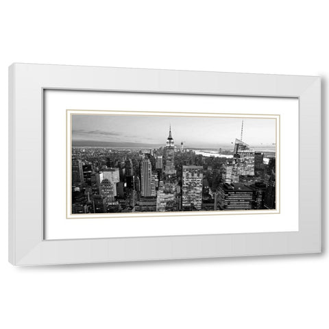 Aerial view of Manhattan, NYC White Modern Wood Framed Art Print with Double Matting by Ratsenskiy, Vadim