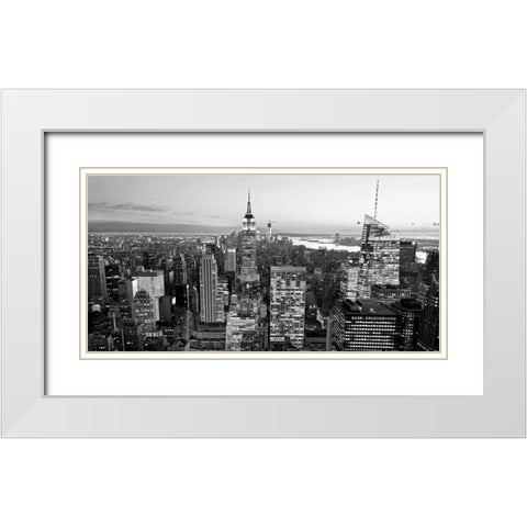 Aerial view of Manhattan, NYC White Modern Wood Framed Art Print with Double Matting by Ratsenskiy, Vadim