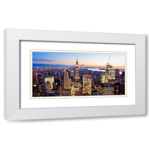 Aerial view of Manhattan, NYC White Modern Wood Framed Art Print with Double Matting by Ratsenskiy, Vadim