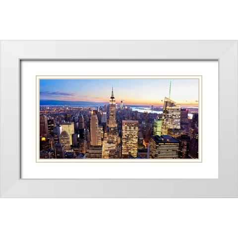 Aerial view of Manhattan, NYC White Modern Wood Framed Art Print with Double Matting by Ratsenskiy, Vadim
