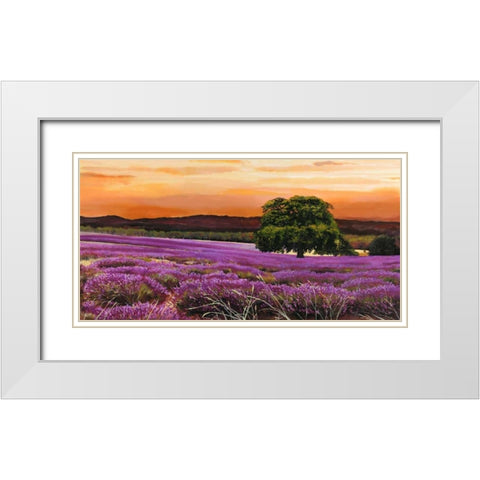Campo di lavanda White Modern Wood Framed Art Print with Double Matting by Sella, Valerio