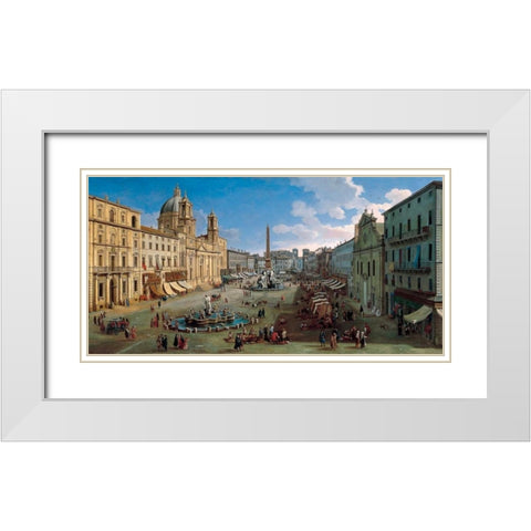 Piazza Navona Rome White Modern Wood Framed Art Print with Double Matting by van Wittel, Gaspar