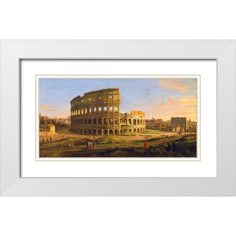 Veduta del Colosseo White Modern Wood Framed Art Print with Double Matting by Van Wittel, Gaspar