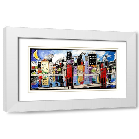 Citycolor White Modern Wood Framed Art Print with Double Matting by Wallas
