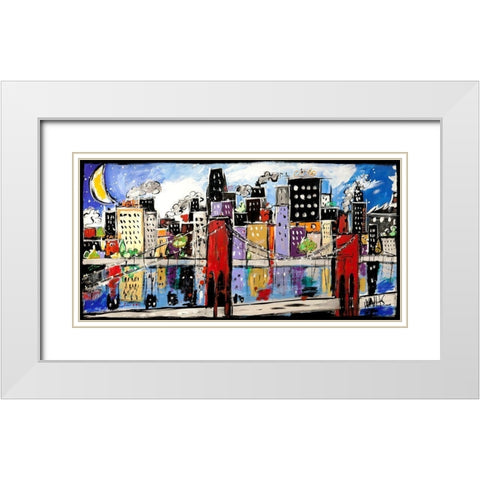 Citycolor White Modern Wood Framed Art Print with Double Matting by Wallas