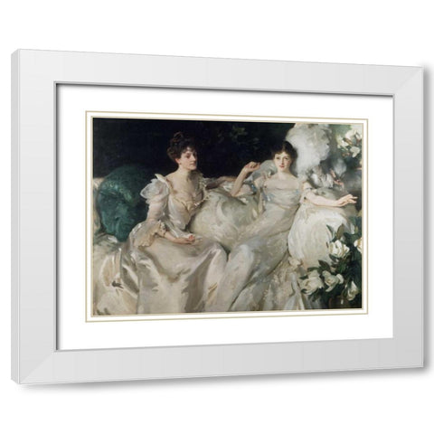 The Wyndham Sisters White Modern Wood Framed Art Print with Double Matting by Sargent, John Singer