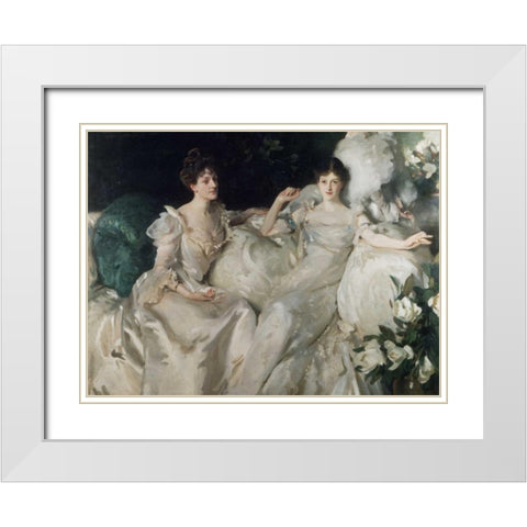 The Wyndham Sisters White Modern Wood Framed Art Print with Double Matting by Sargent, John Singer