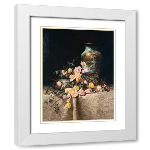 Still Life with Roses White Modern Wood Framed Art Print with Double Matting by Ramsey, Milne
